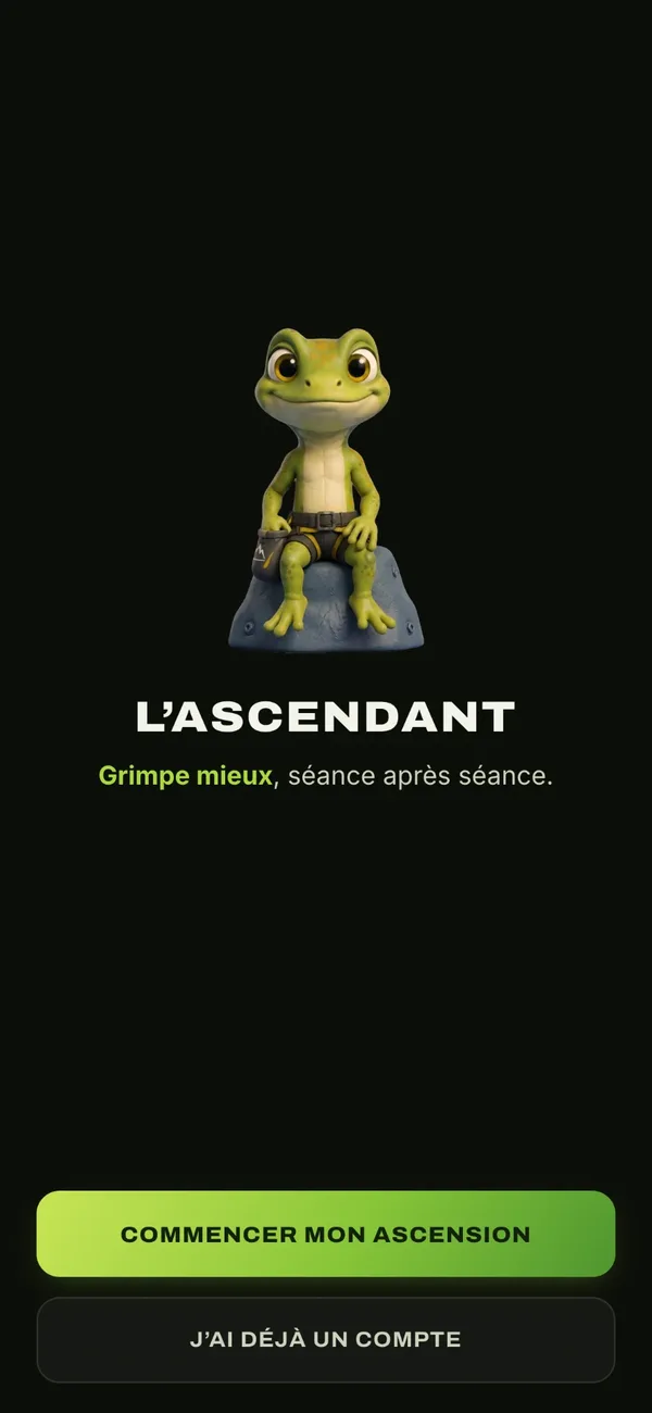 Écran de bienvenue de L'Ascendant : commencer mon ascension